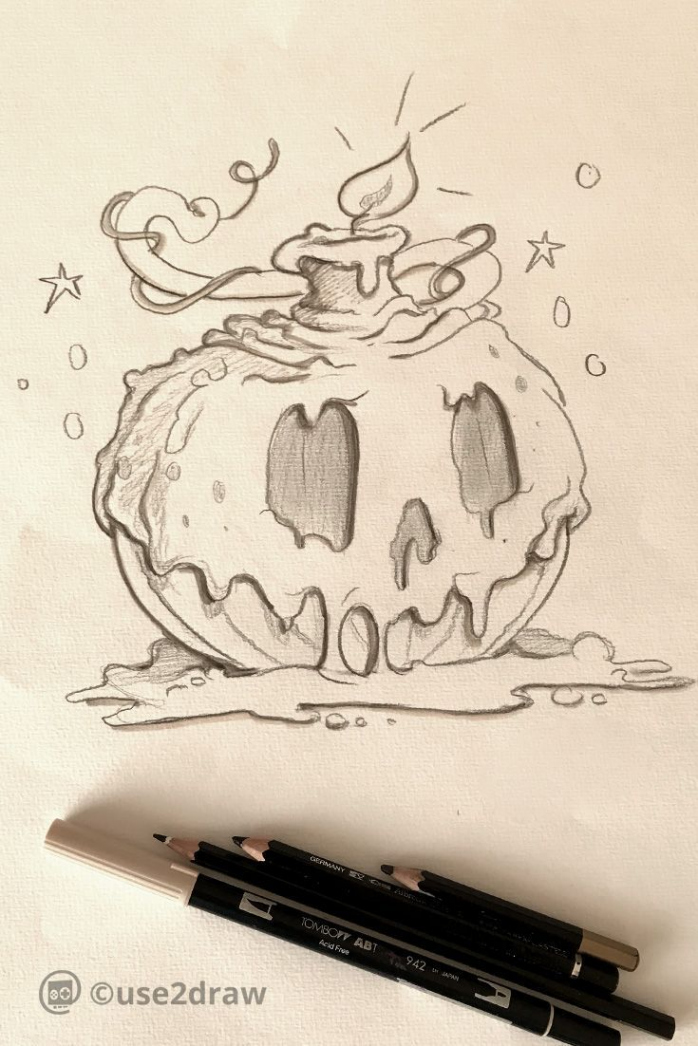 Spooky Halloween Pumpkin Drawing