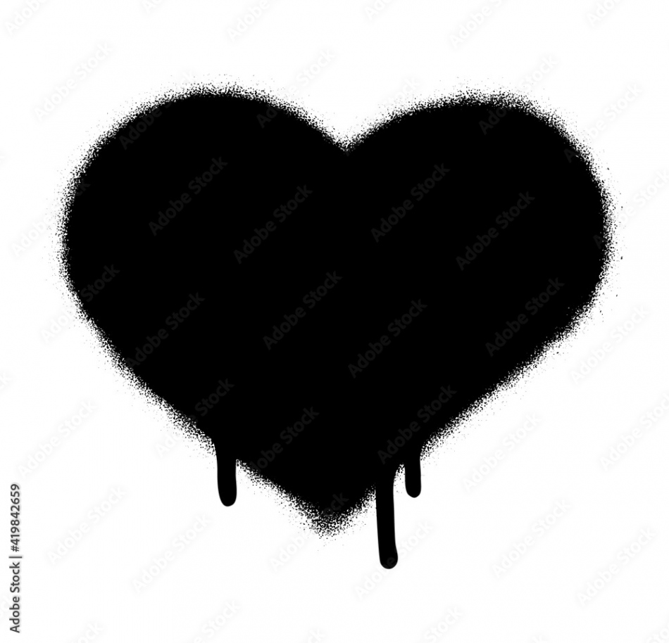 Spray graffiti heart symbol with copious leakage