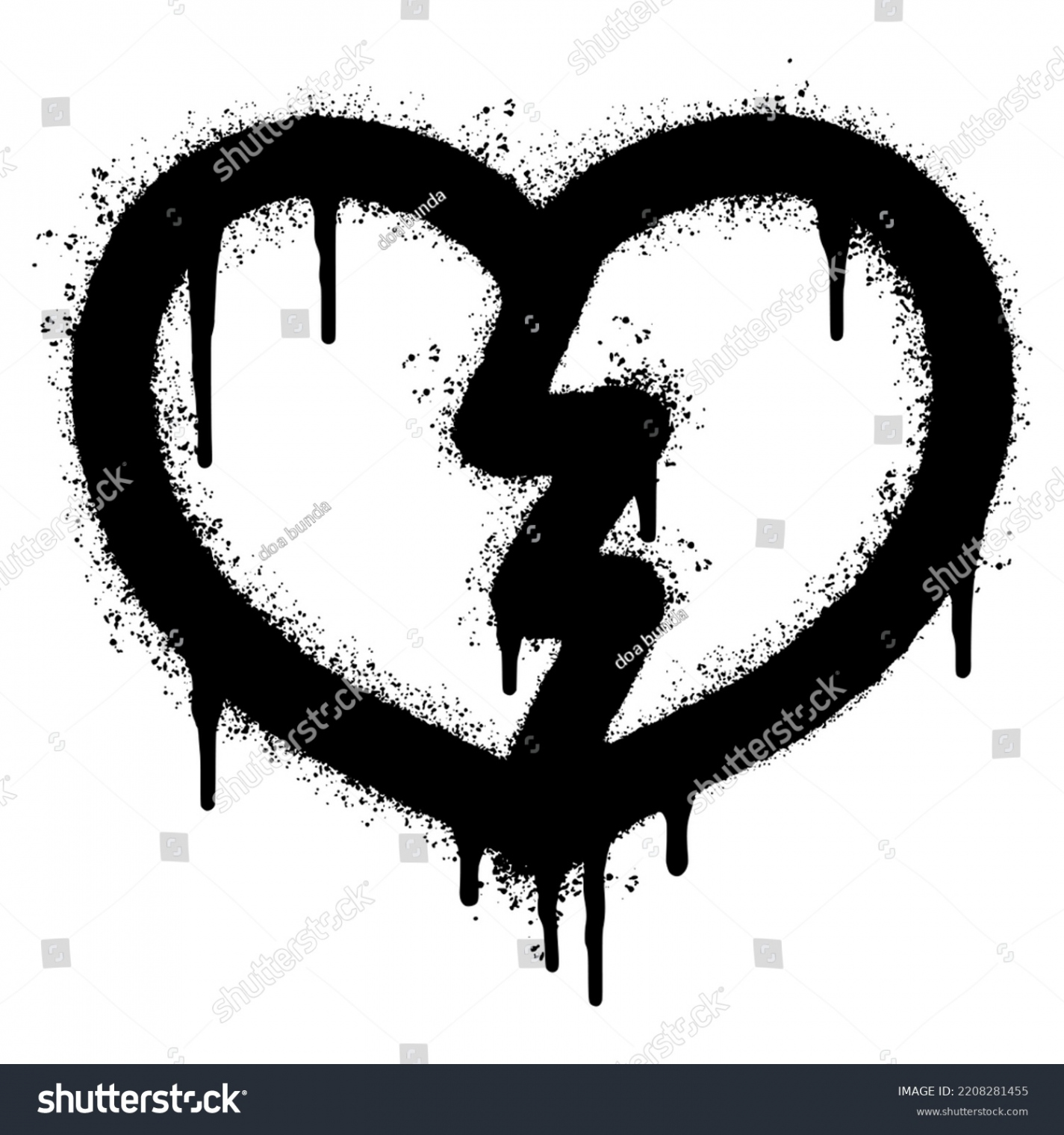 Spray Painted Graffiti Broken Heart Icon Stock Vector (Royalty