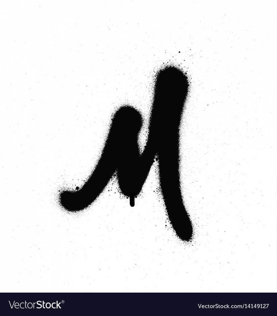 Sprayed m font graffiti with leak in black Vector Image