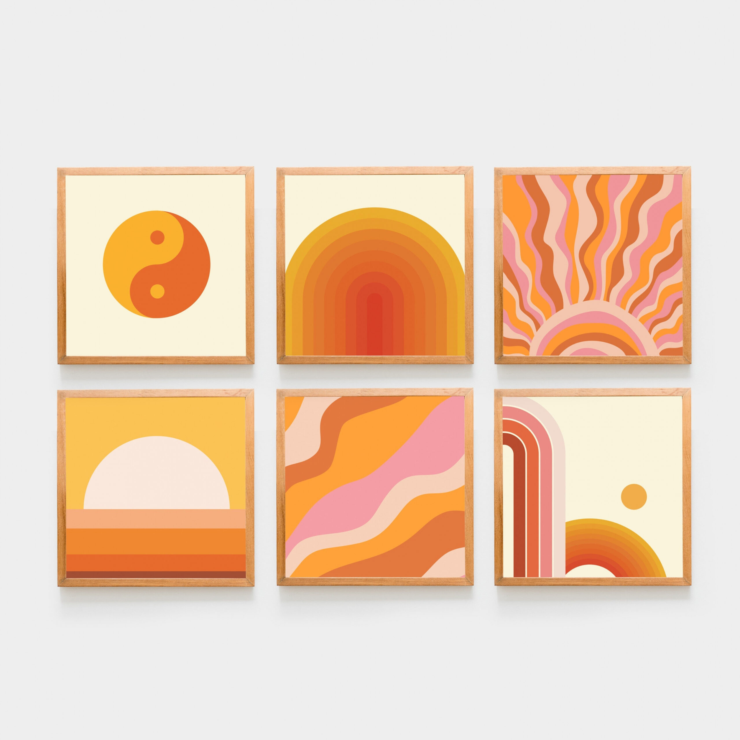 Square Print Set of  Yk Decor s Sun Funky Wall Art Digital