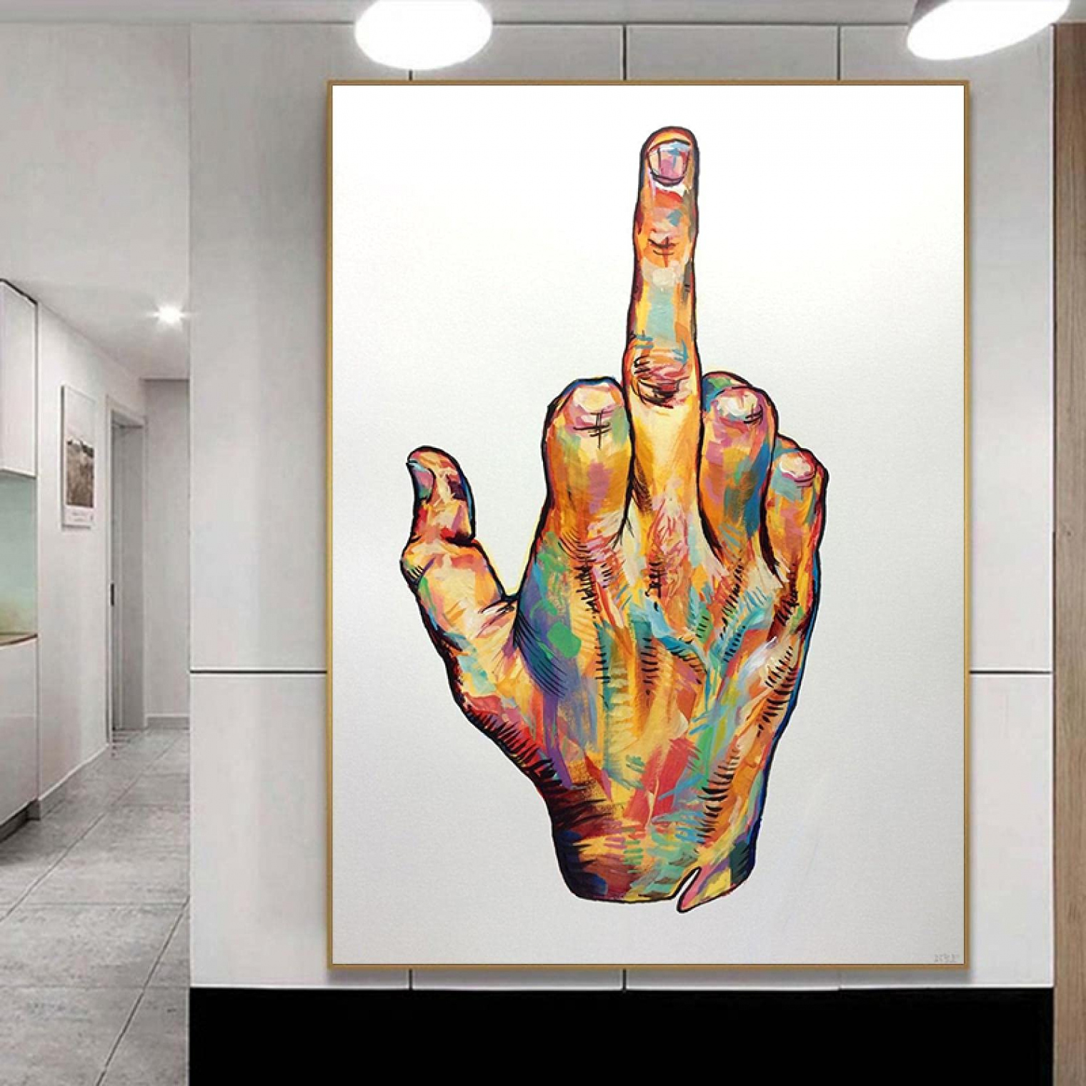 Street Art Middle Finger Gesture Poster and Prints Graffiti Art Painting on  the Wall Art Canvas Pictures Home Wall Decor  x  cm ( x  inches)