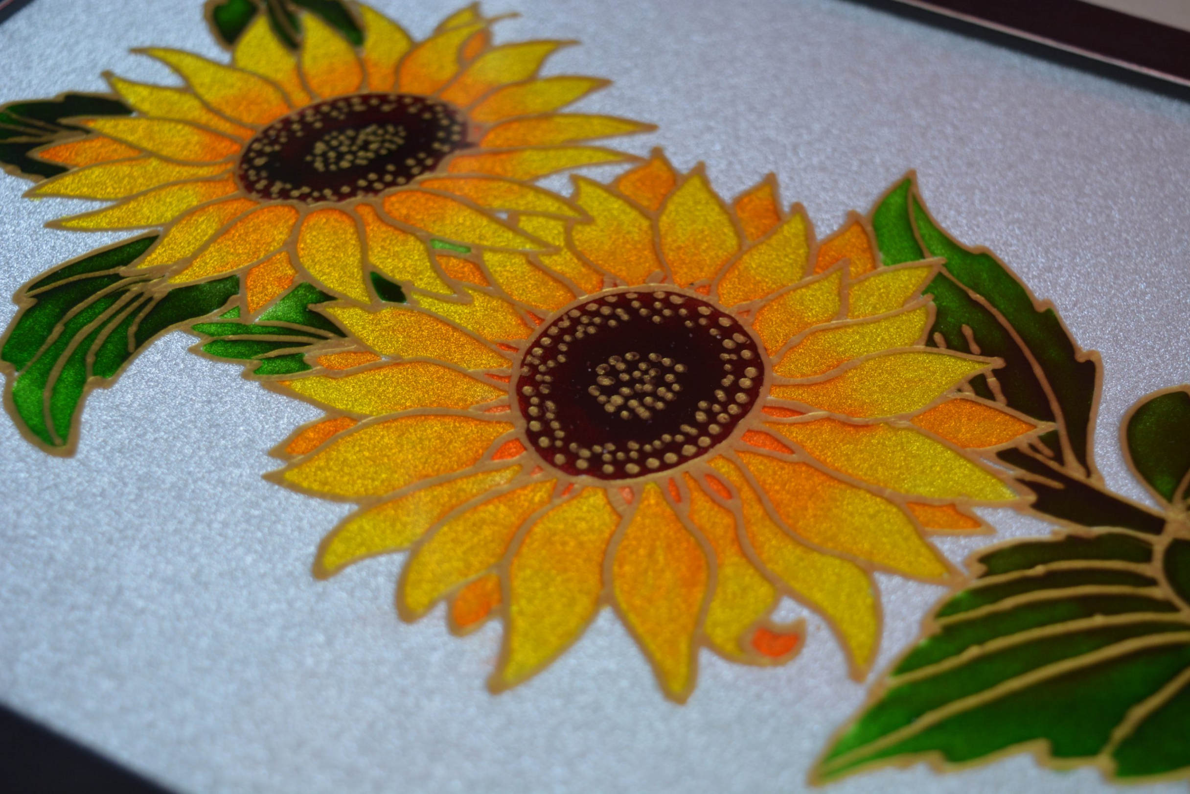 Sunflower glass painting