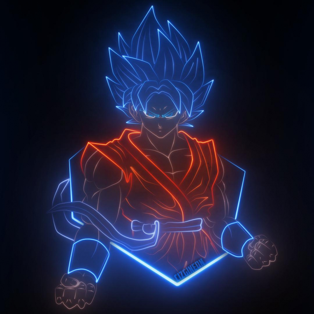 Super Saiyan God Blue Goku Neon Illustration, by CizgiNeon : r/dbz