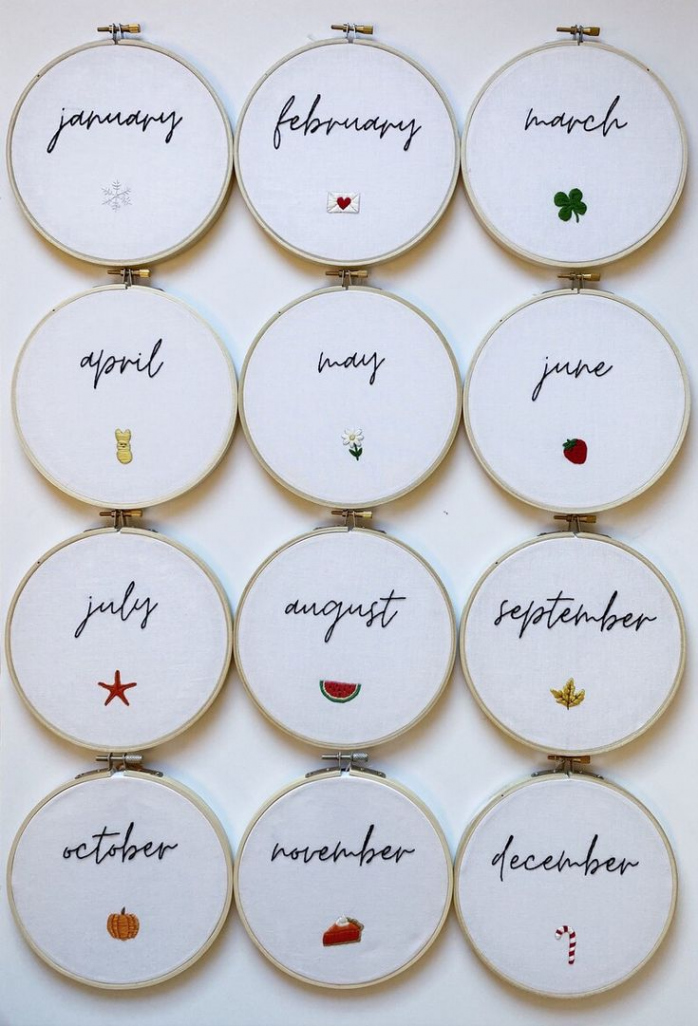 Tiny Embroidery Calendar Set Monthly Calendar Pattern Set - Etsy