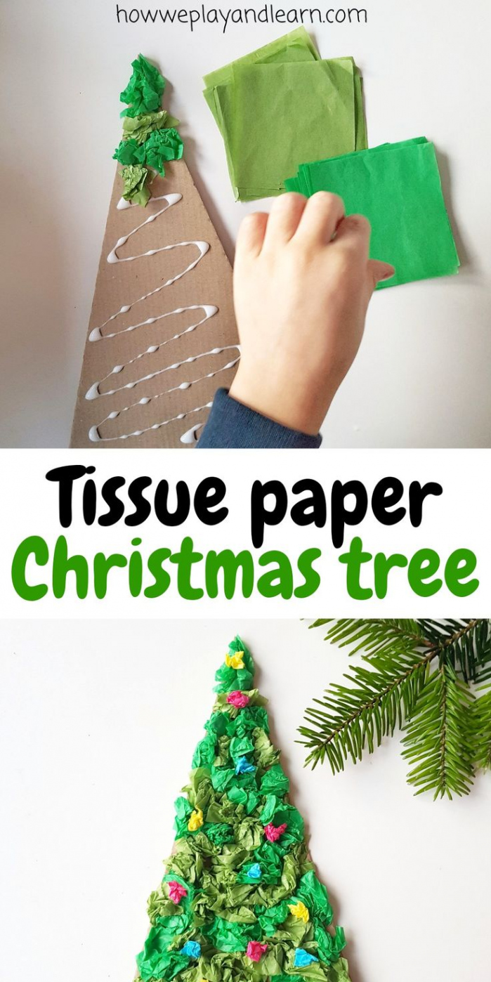 Tissue Paper Christmas Tree - How we Play and Learn in