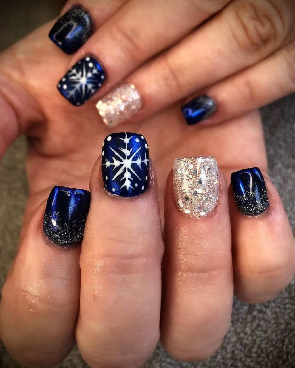 Top  Blue Christmas Nail Design Ideas ( Version)  Blue