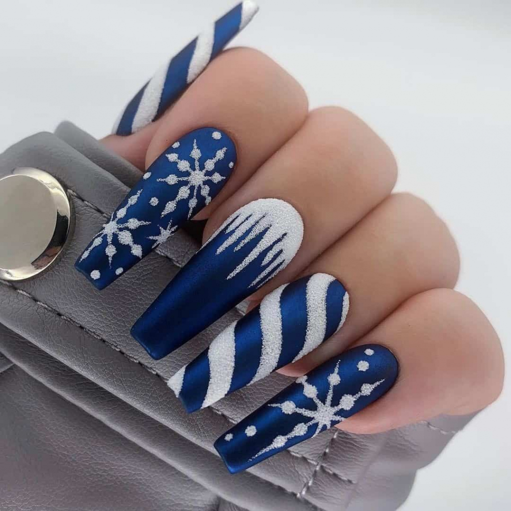 Top  Blue Christmas Nail Design Ideas ( Version)  Blue