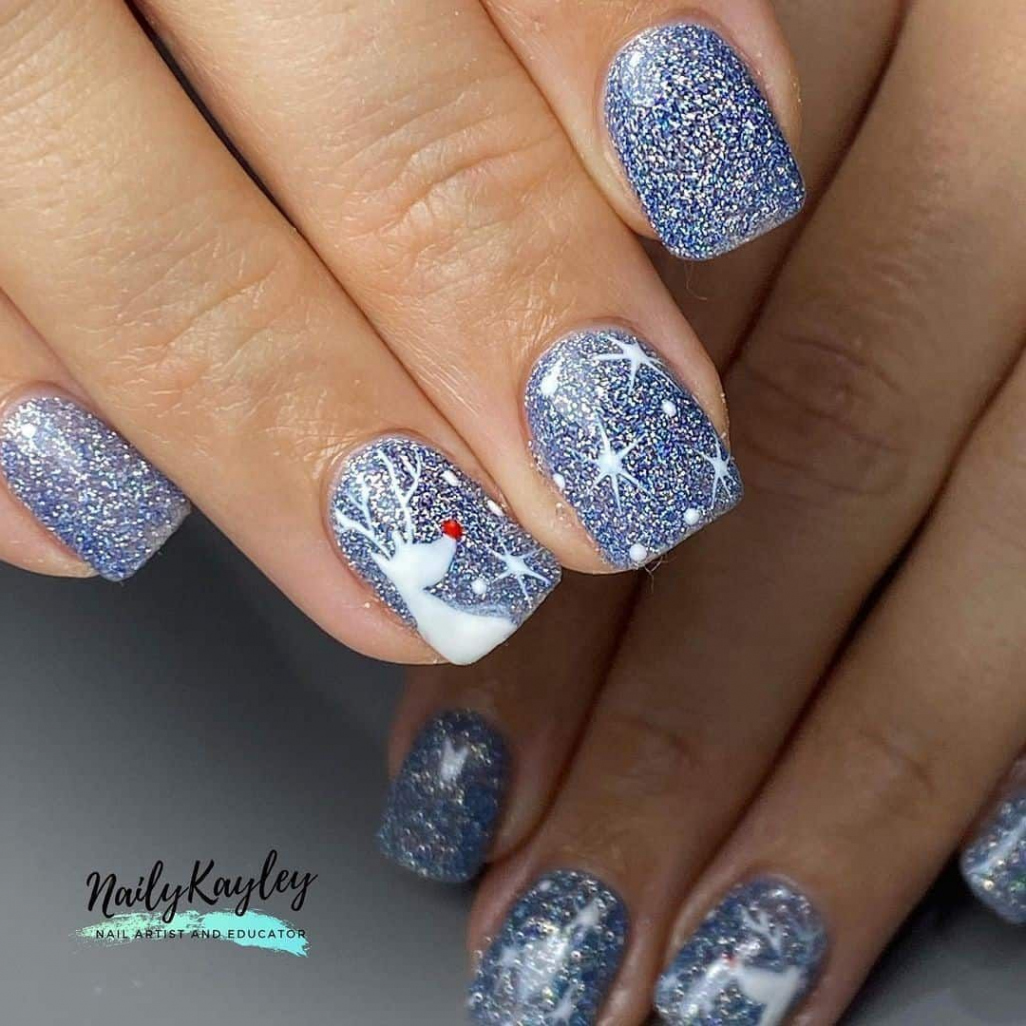 Top  Blue Christmas Nail Design Ideas ( Version)  Blue