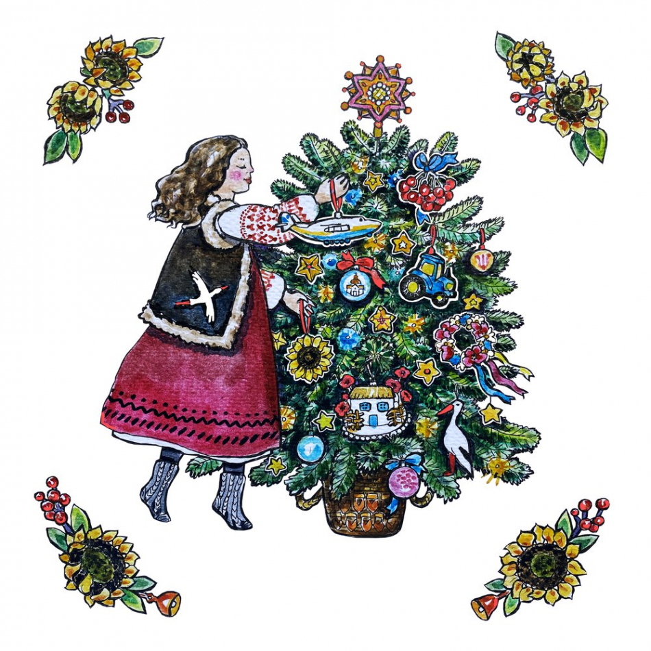 Ukrainian Christmas Card Set. Xmas Cards for Folk Lover. Stand With Ukraine  Christmas Cards