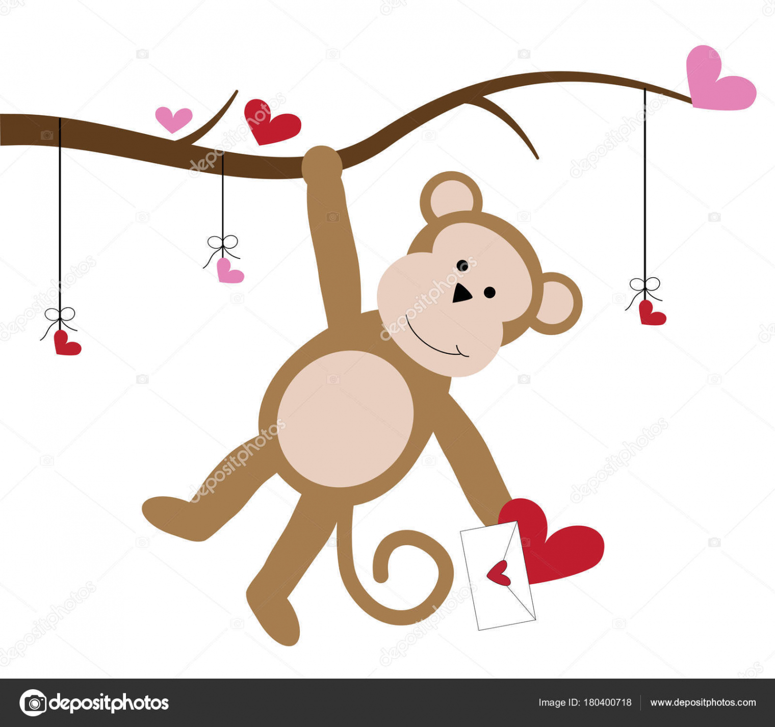 Valentines Day Monkey Stock Vector by ©keeweegirl