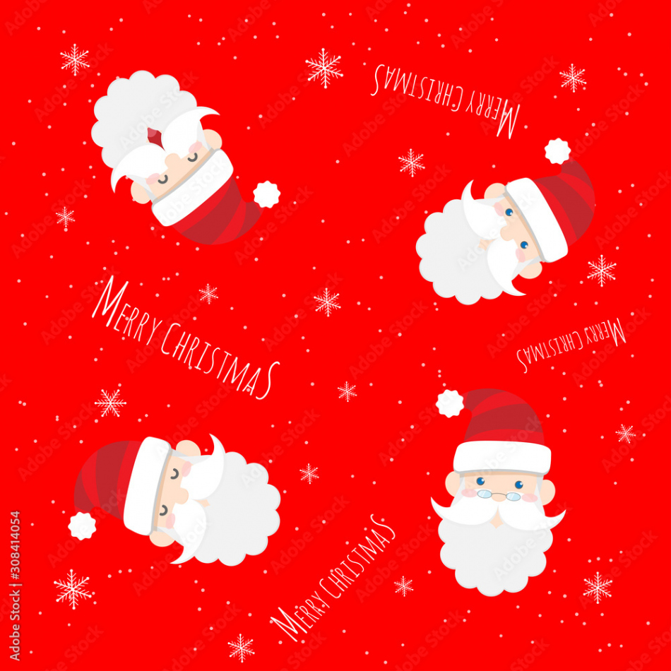 vector cute Santa Claus cartoon with text Merry Christmas pattern