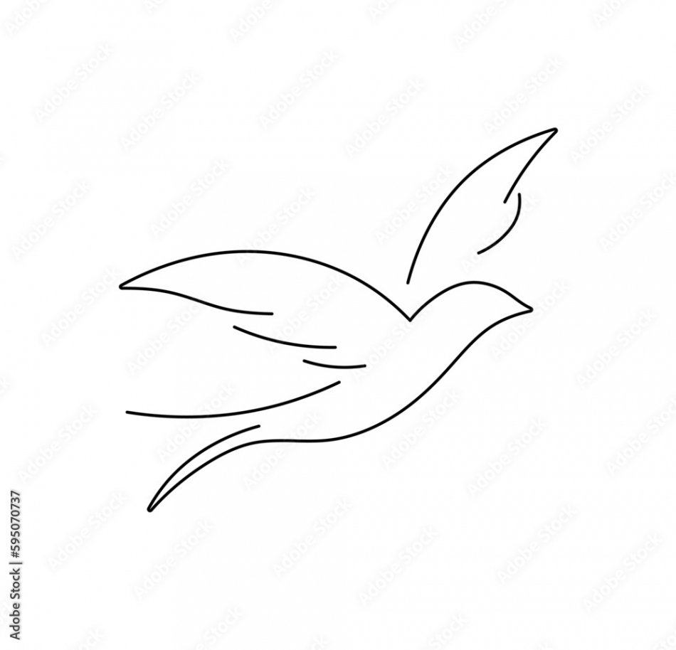 Vector isolated one single simplest flying bird swallow side view