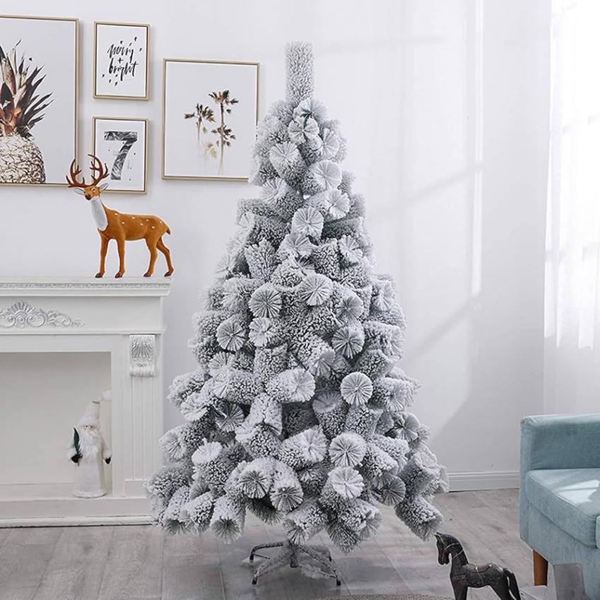 Velvet Snow Covered Christmas Tree Artificial Christmas Tree Ft Encryption  Home Christmas Tree Pine Needles Snowflakes