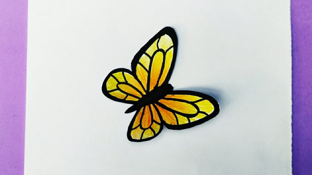 Very Easy butterfly making ideas  beautiful yellow butterfly with colour  pencil