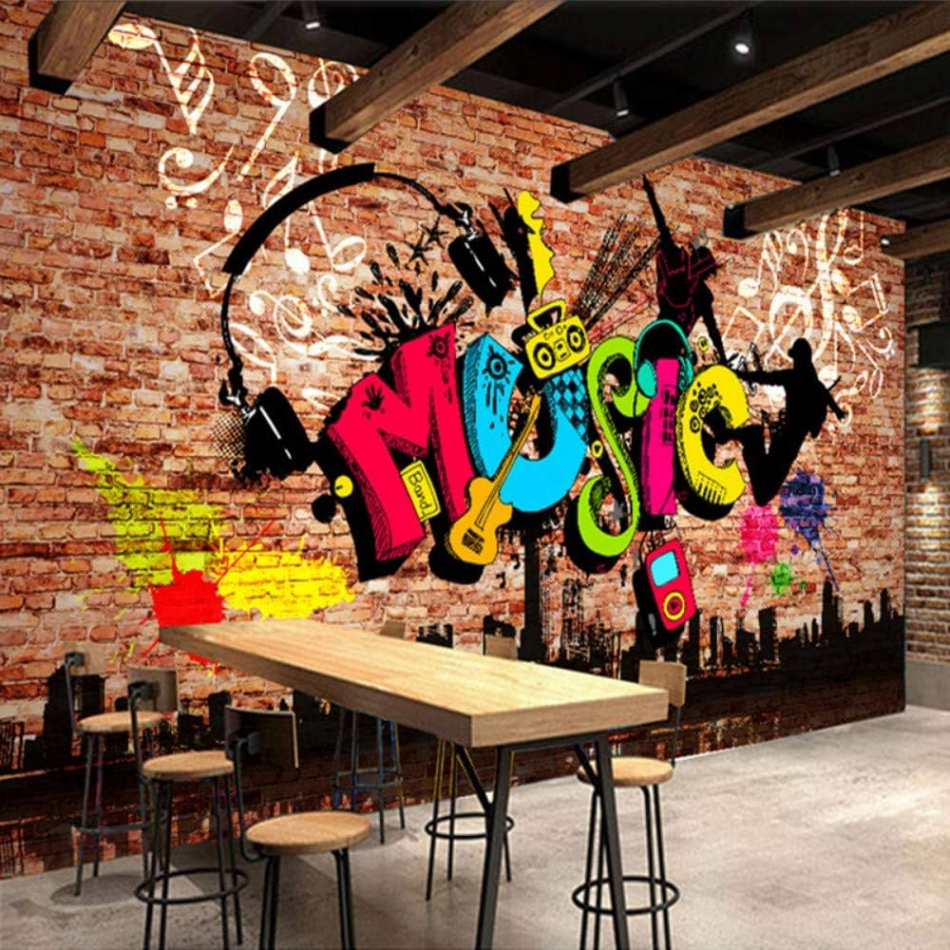 Wall Painting Custom D Wall Pictures Wallpaper City Music Art Graffiti  Brick Wall Large Wall Painting Papers Home Decor Living Room