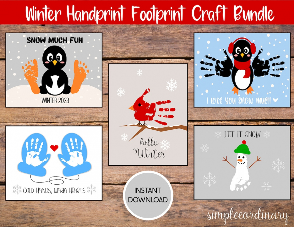 Winter Handprint Footprint Craft Bundle Winter Printable - Etsy