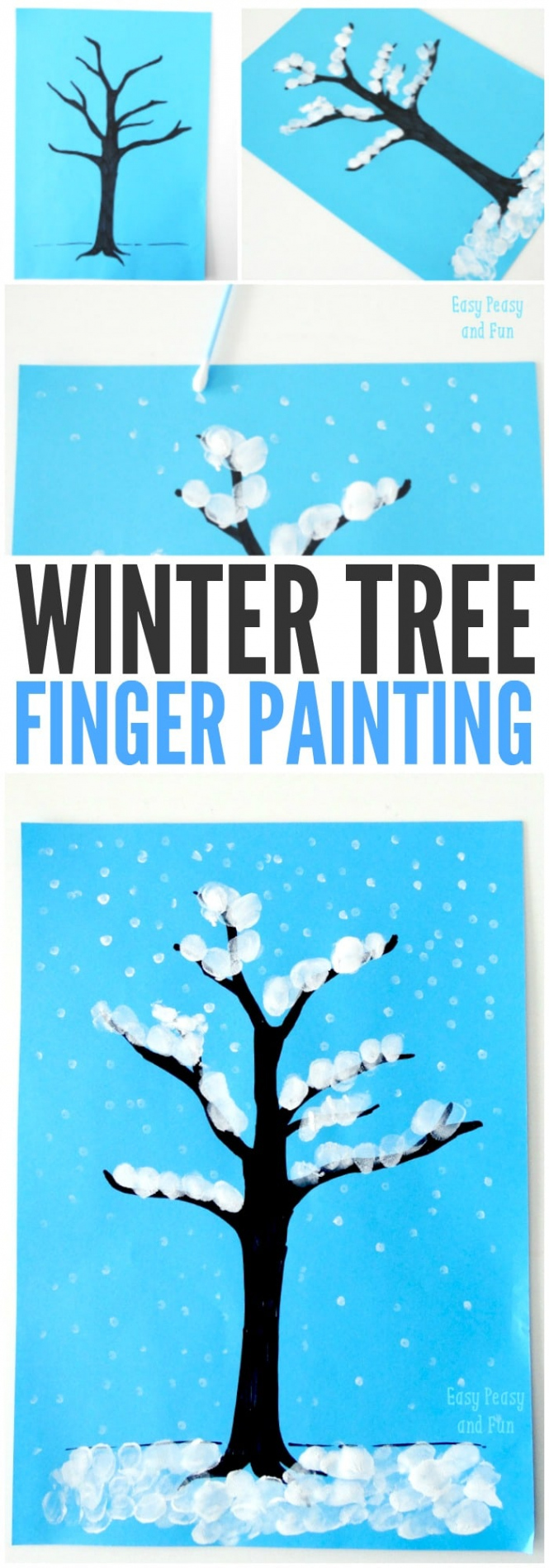 Winter Tree Finger Painting - Quick Art Project for Kids - Easy