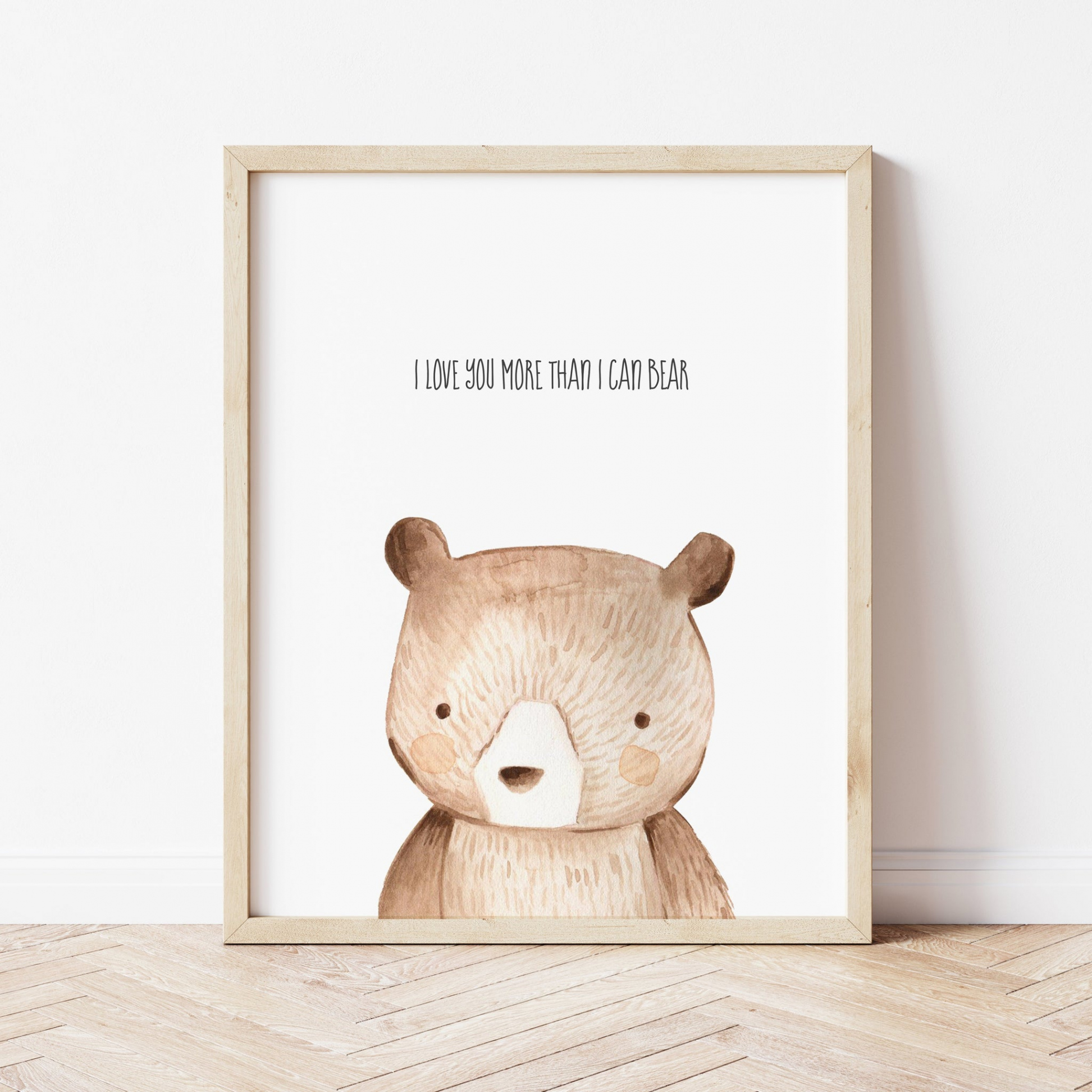 Woodland Nursery Wall Art  I Love You More Than I Can Bear Print