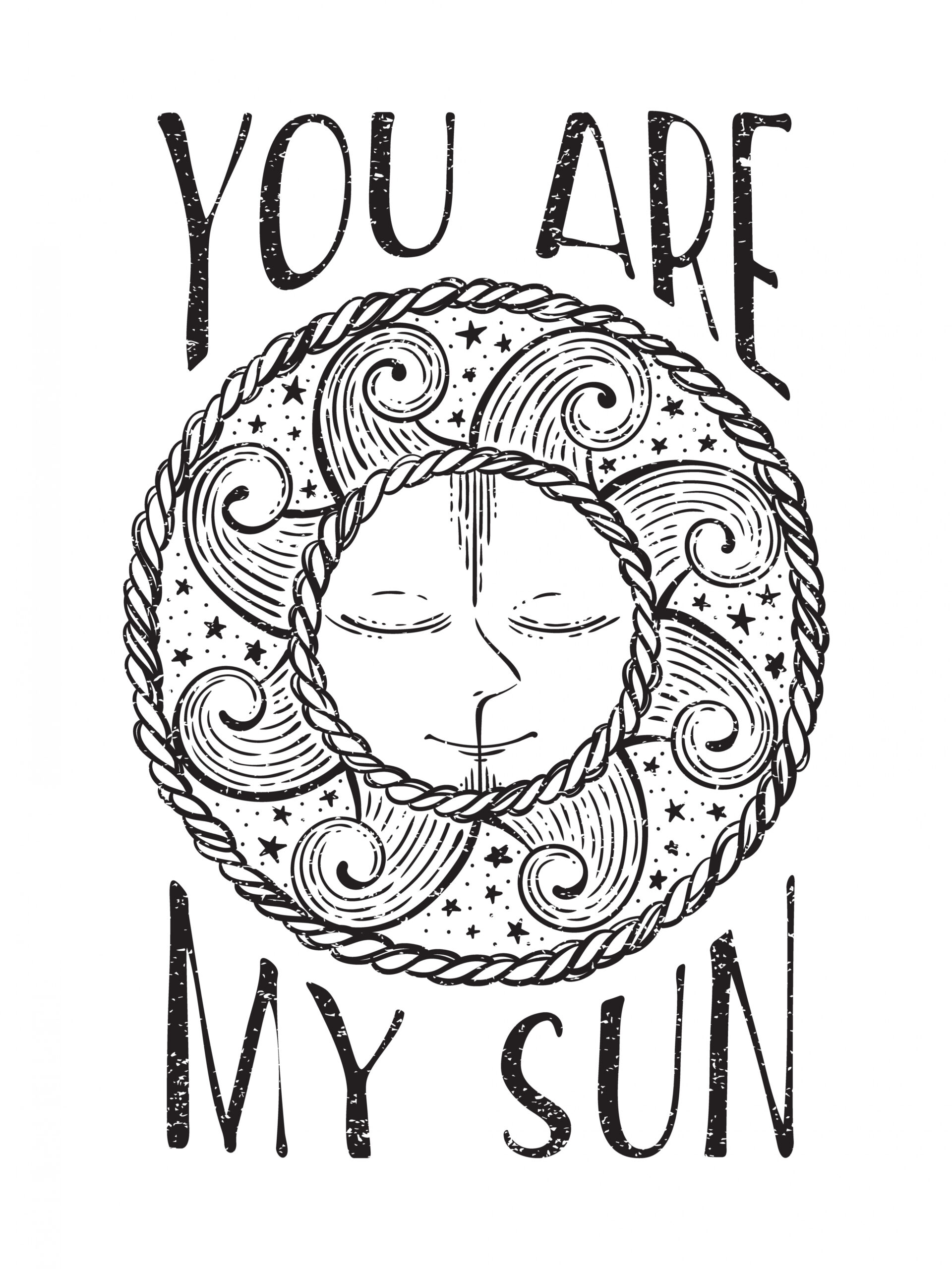 You are my sun vintage print  Vector Art at Vecteezy