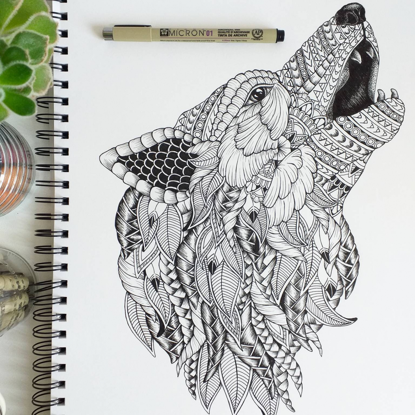 Zentangle Wolf Art Print- Tier, Mandala, Illustration, Geometrisch, Tinte,  Zeichnung, Wandkunst, Geschenk, Tiere, Wölfe, Drucke, Natur, Kinderzimmer