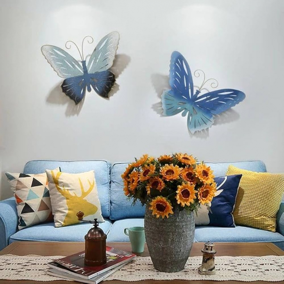 ZOVE Modern Handcrafted luxury Set of  Metal Butterfly Wall Decor