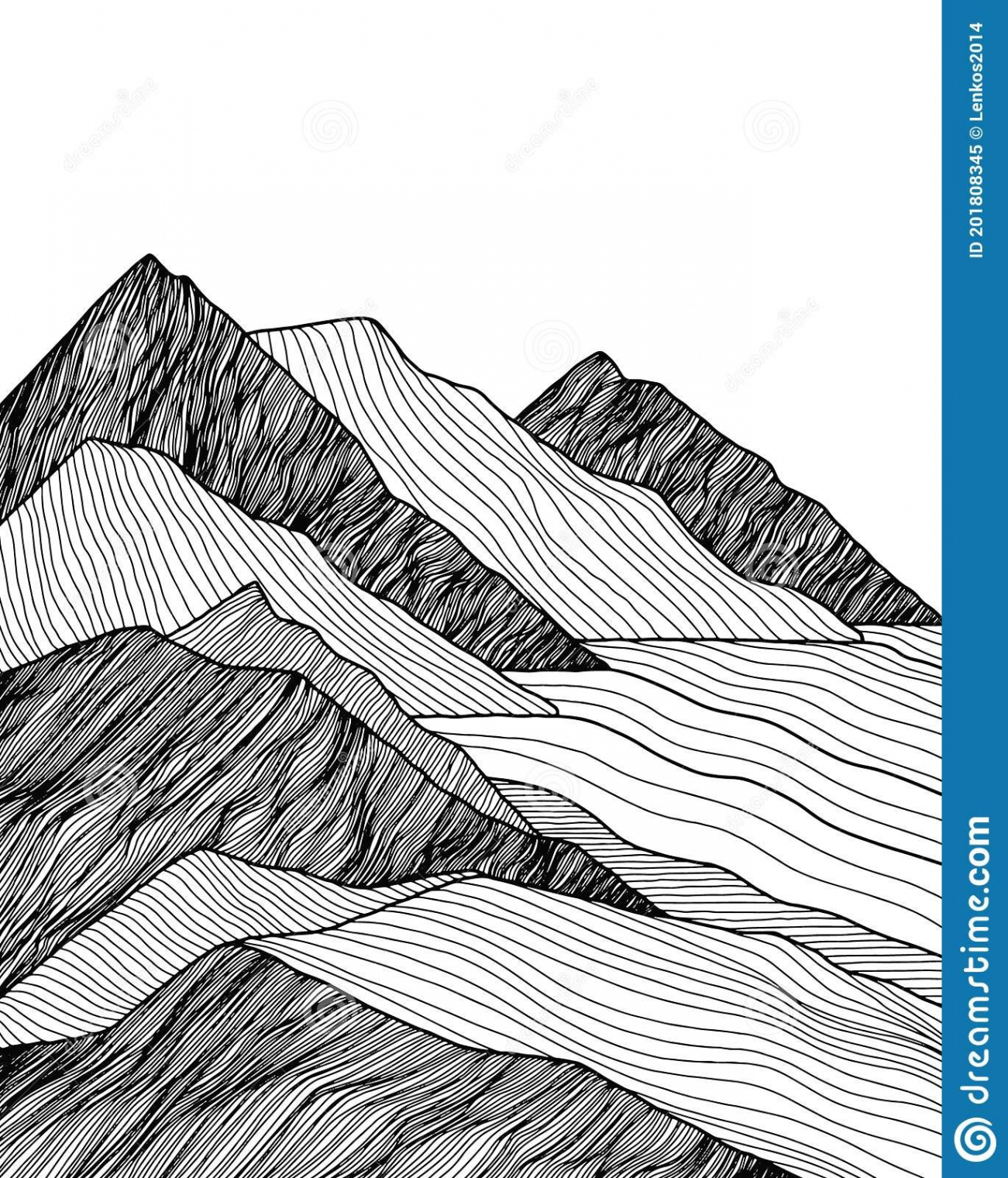 Abstract Mountain Line Art Landscape