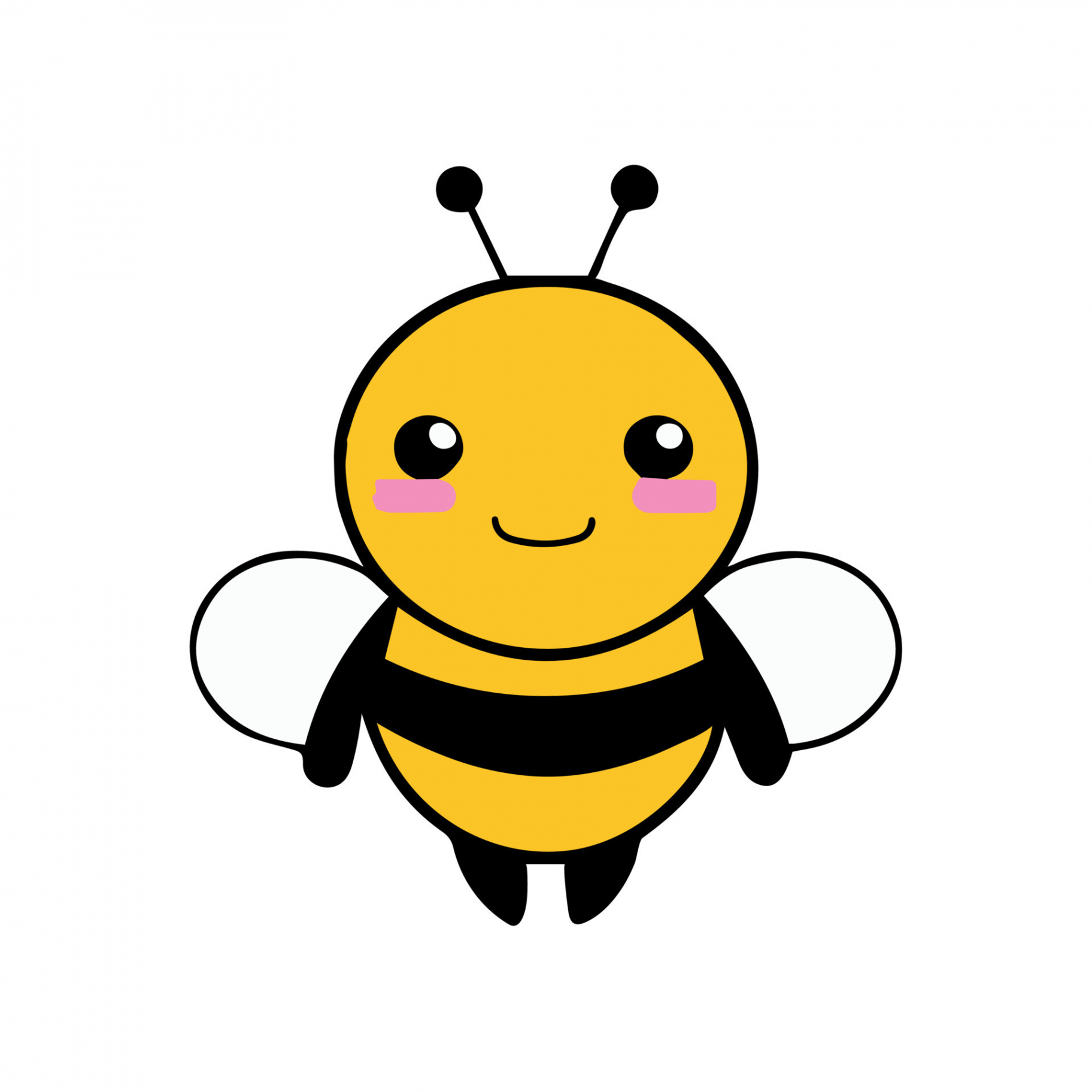 Adorable cute baby bee illustration, kawaii vector drawing style