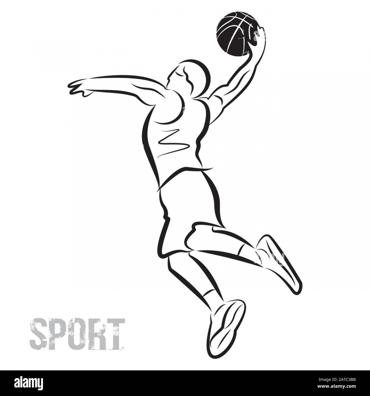 Basketball player jumping to the basket Stock Vector Image & Art