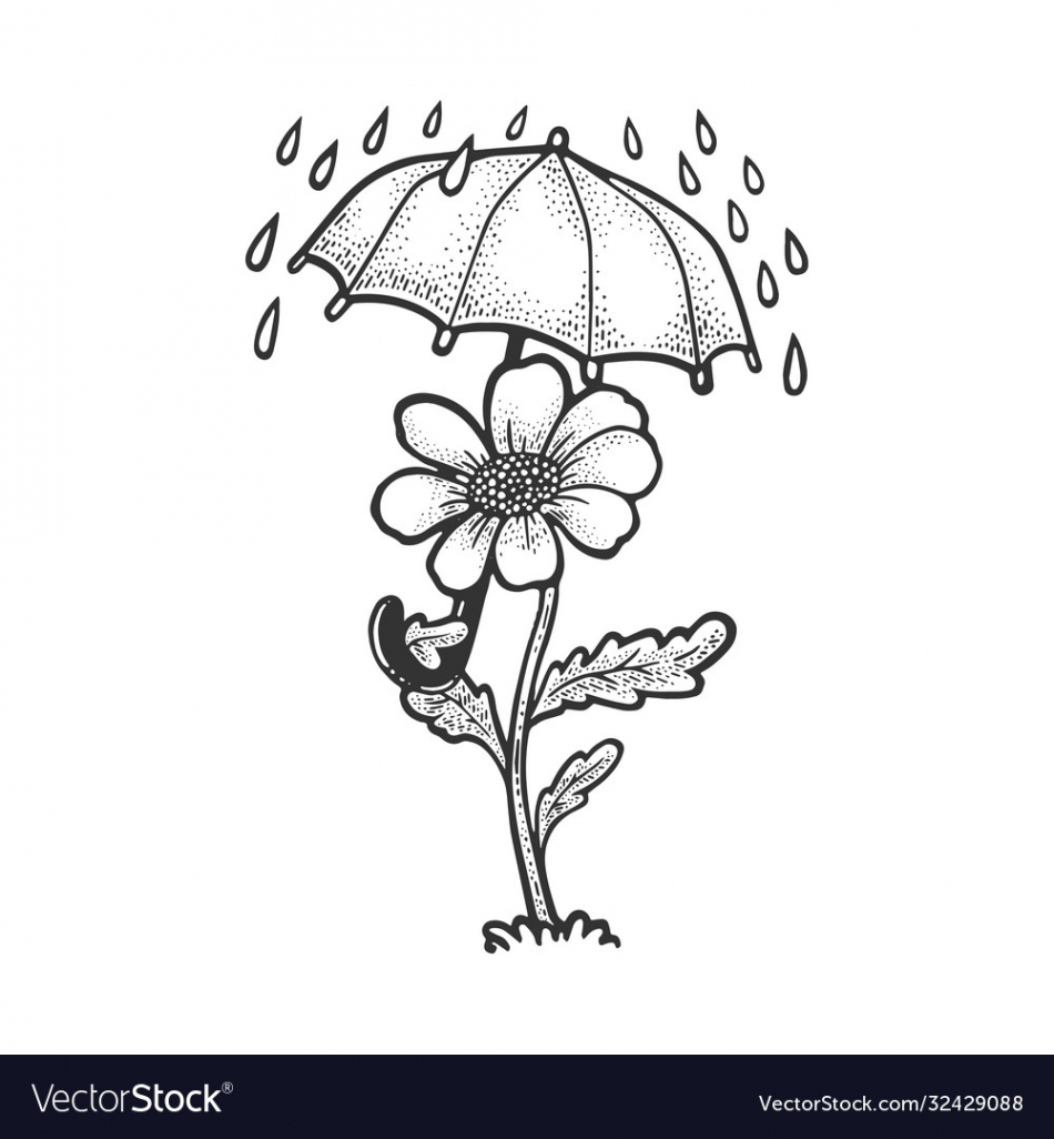 Cartoon flower umbrella sketch Royalty Free Vector Image