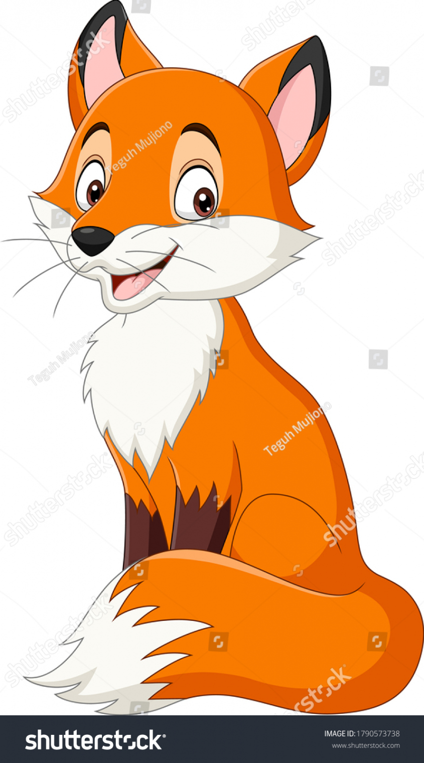 Cartoon Happy Fox Isolated On White Stock Vector (Royalty Free