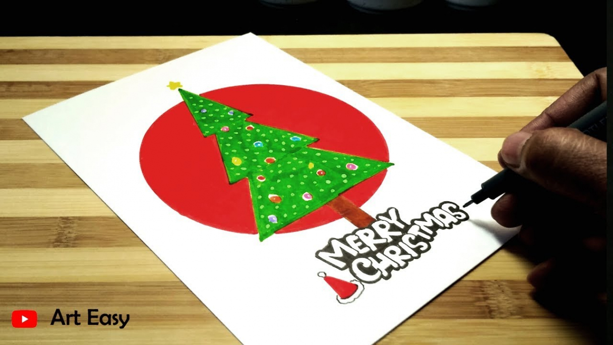 Christmas Card Drawing  Very Easy  Step By Step