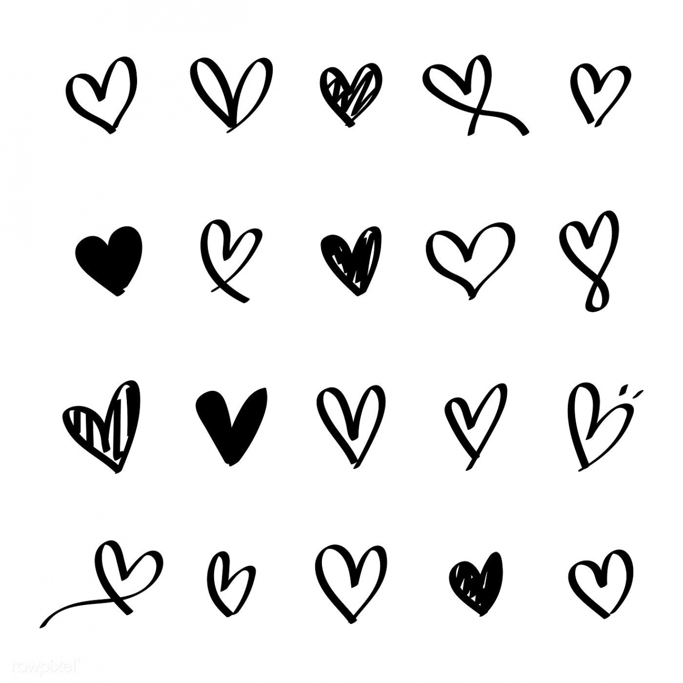 Collection of illustrated heart icons  free image by rawpixel