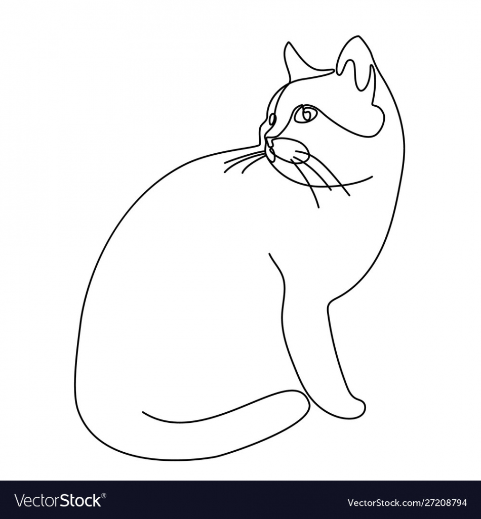 Continuous line drawing cat Royalty Free Vector Image