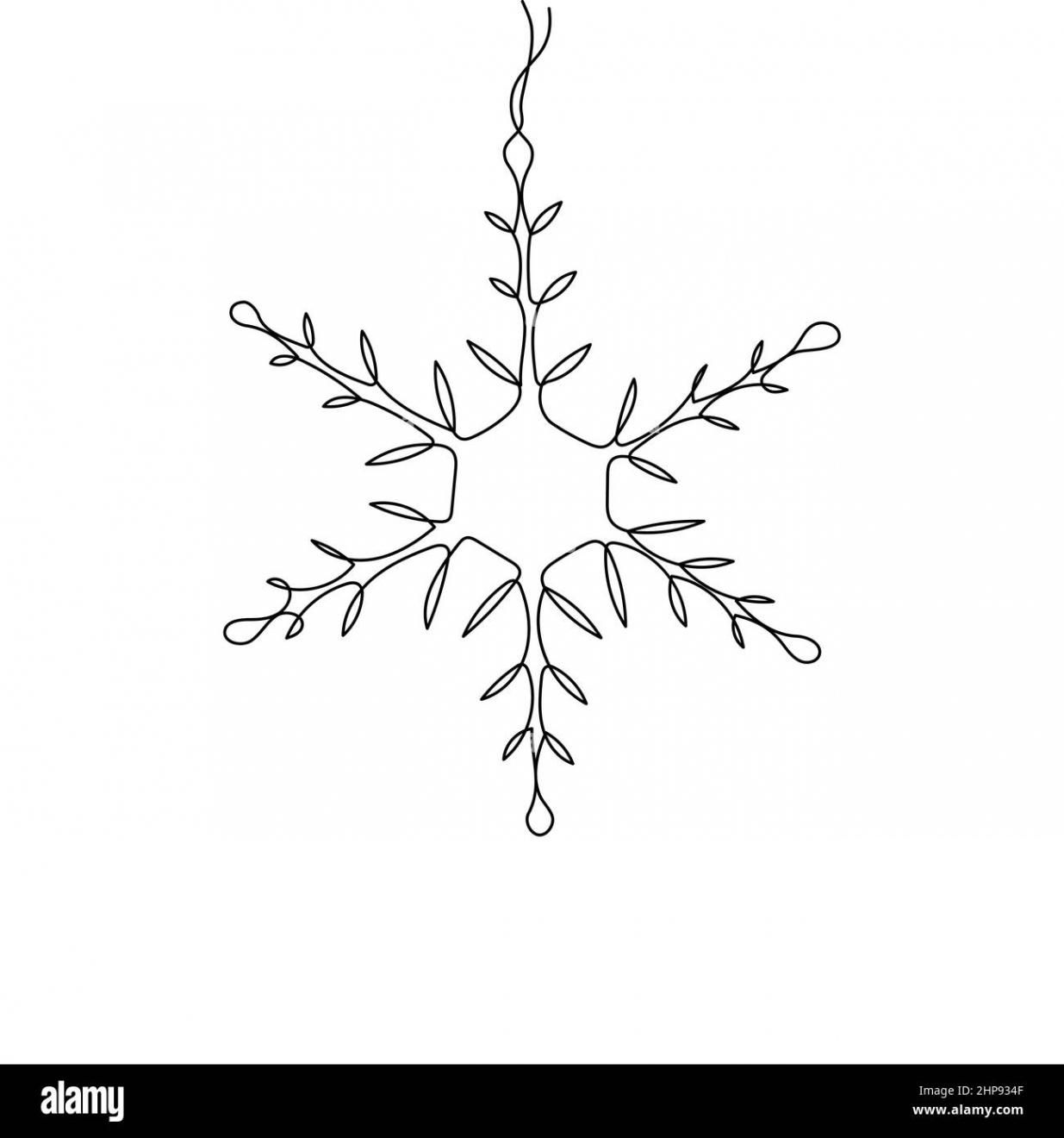 Continuous one-line drawing of a snowflake