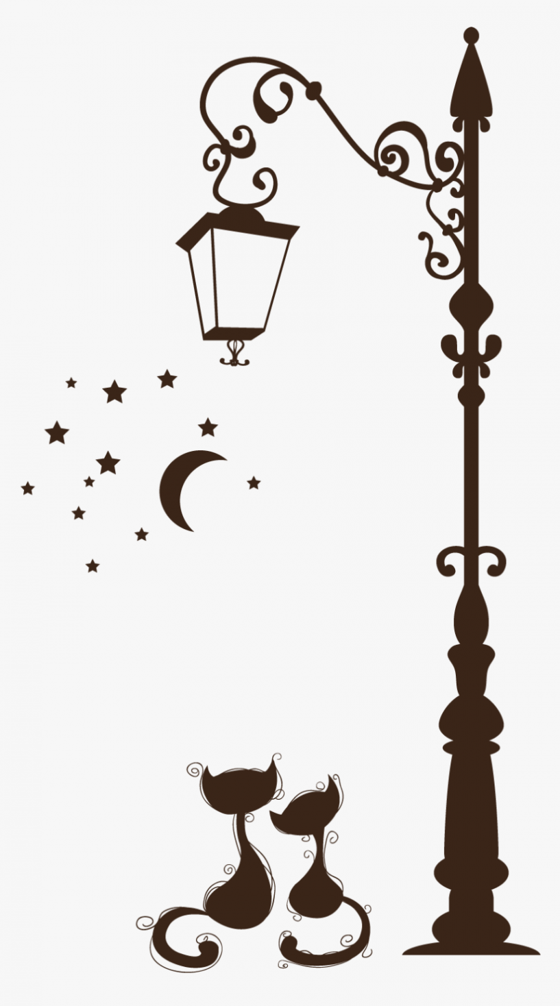 Couple Wallpaper Cat Kiss Drawing Cartoon Clipart - Street Light