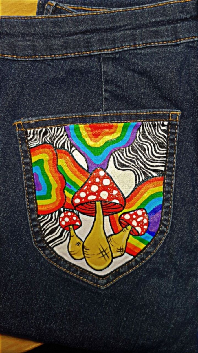 custom jeans  Painted clothes diy, Trippy clothes, Diy denim jacket