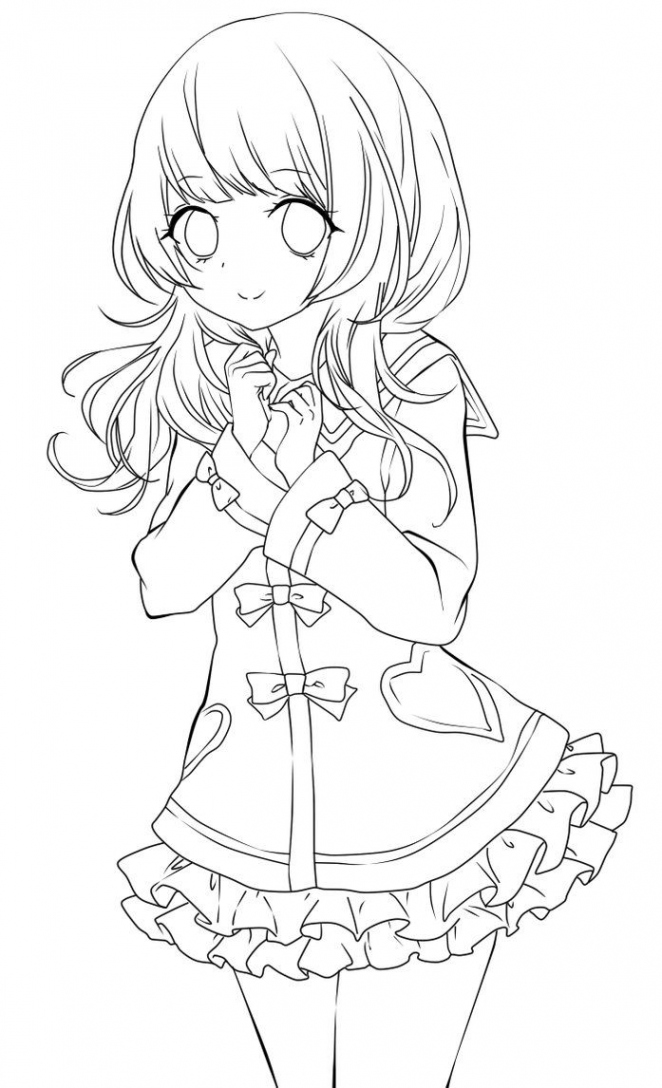 Cute anime girl lineart by chifuyu-san on DeviantArt  Anime