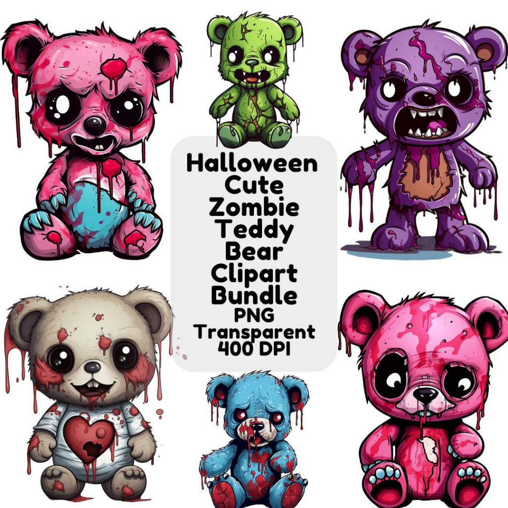 Cute Halloween Zombie Teddy Bear Clipart Spooky Teddy Graphics