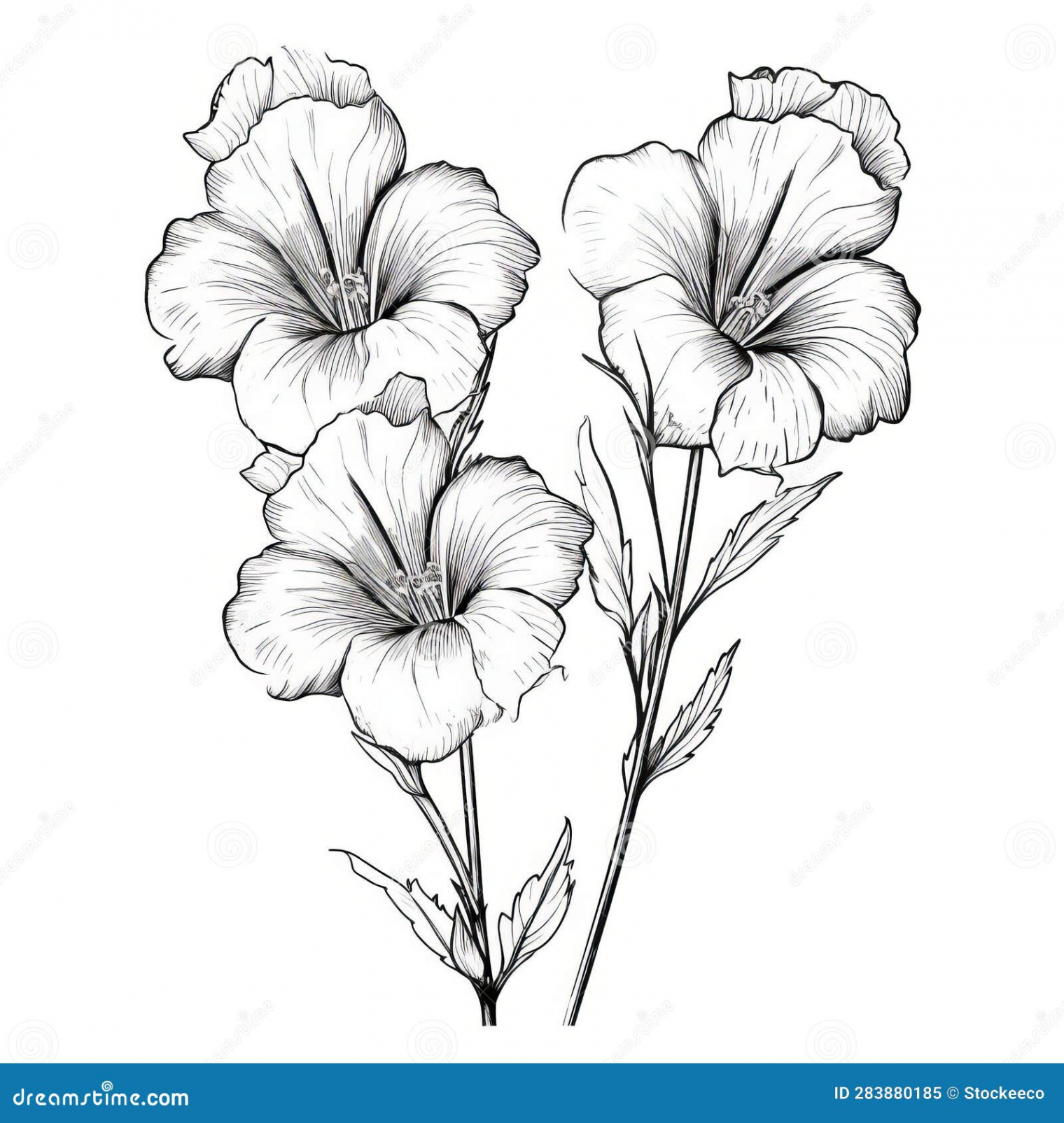 Delicate Black and White Flower Drawings: Detailed Botanical