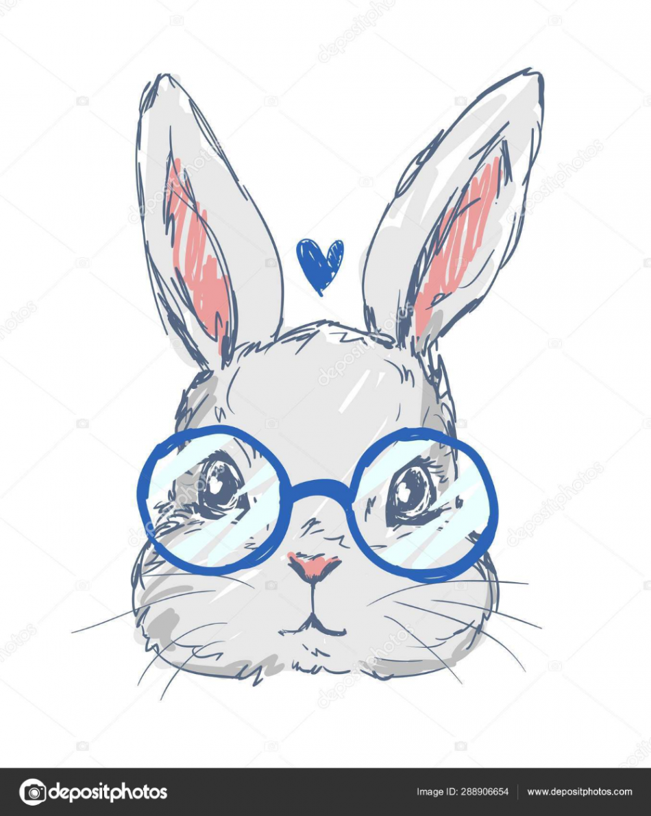 Download - Hand drawn cute rabbit with glasses isolated on white