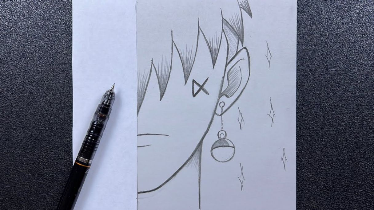 Easy anime sketch  how to draw a bad boy half face - easy steps