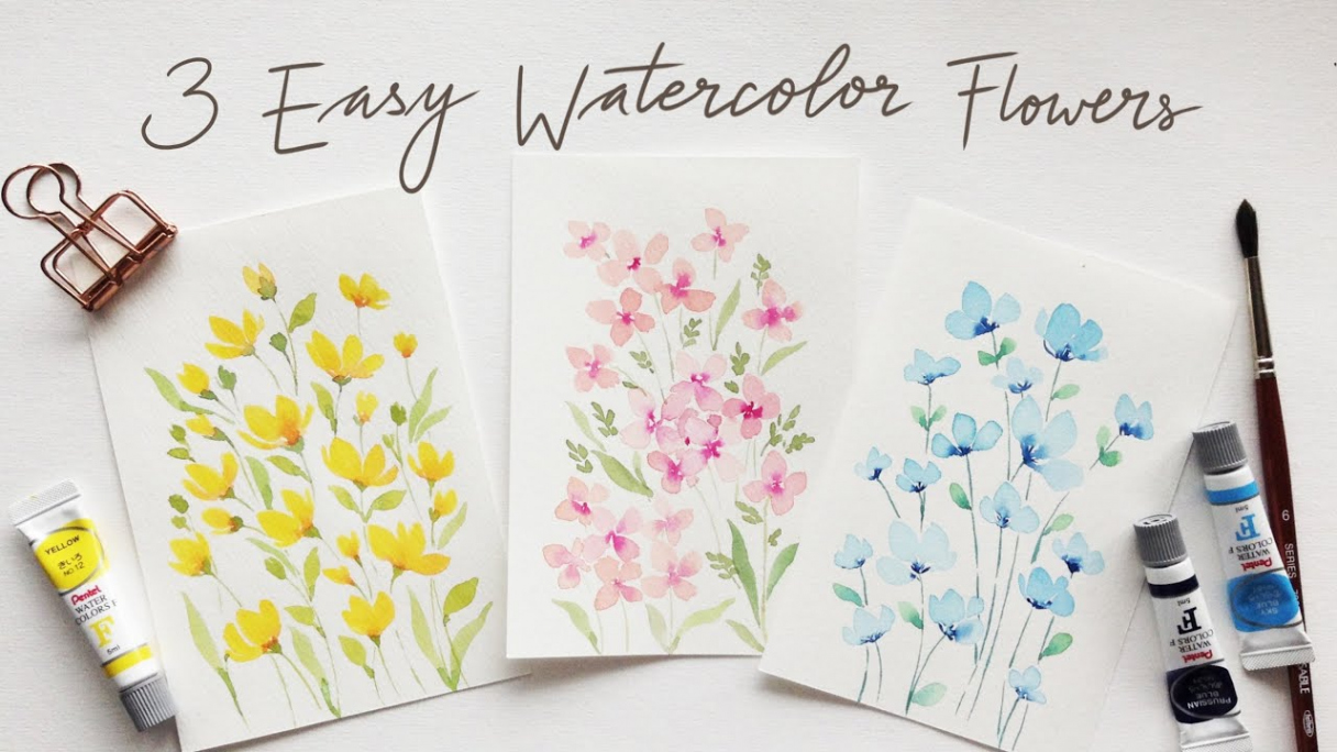 EASY beginner friendly watercolor flower doodles