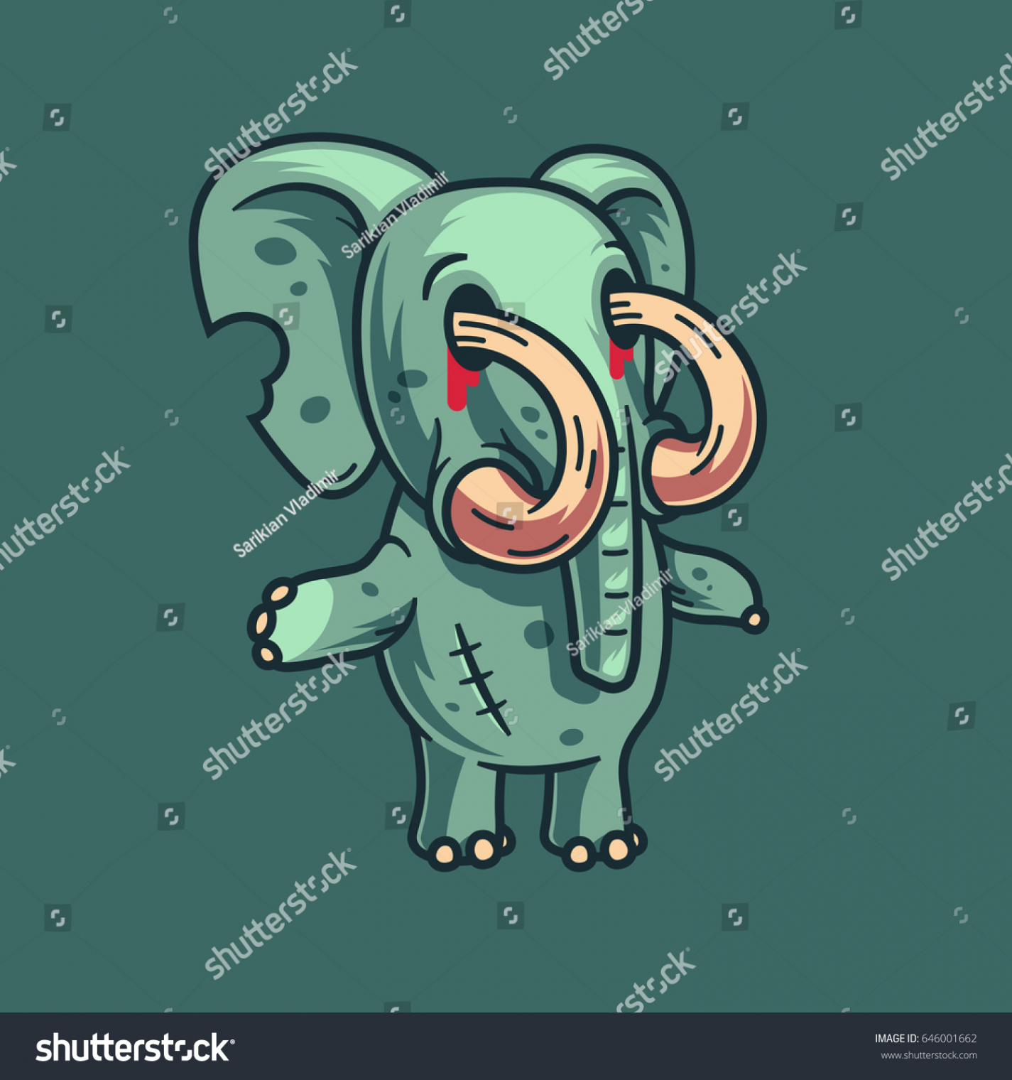 Elephant Zombie Blood Eyes Stock Vector (Royalty Free)