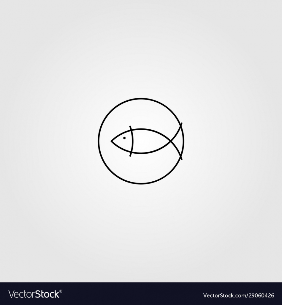 Fish logo line art minimalist design Royalty Free Vector