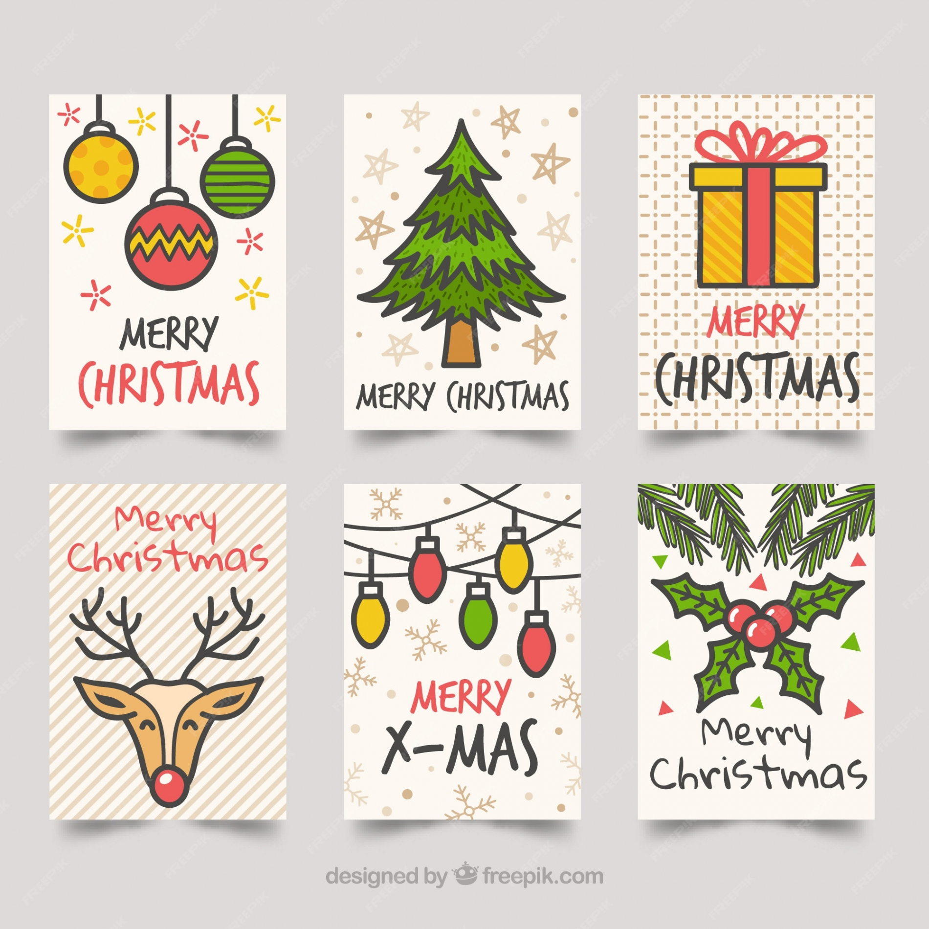 Free Vector  Christmas cards with drawings