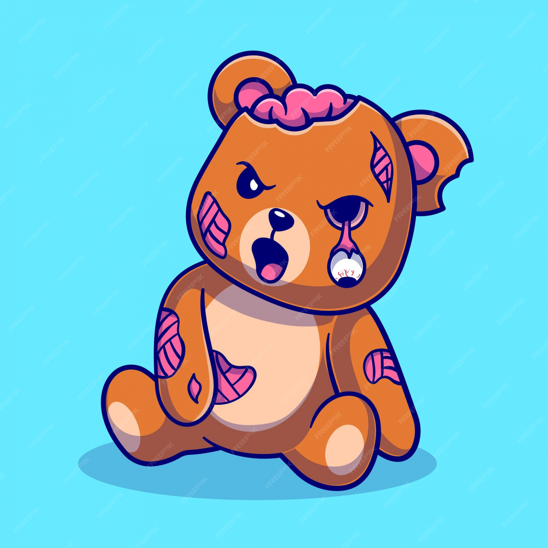 Free Vector  Cute bear zombie cartoon vector icon illustration