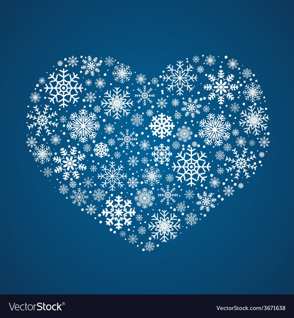 Frosty snowflakes in heart shape Royalty Free Vector Image