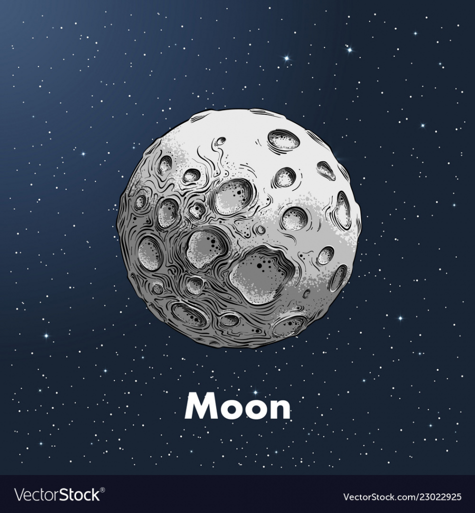 Hand-drawn sketch of moon in color against Vector Image