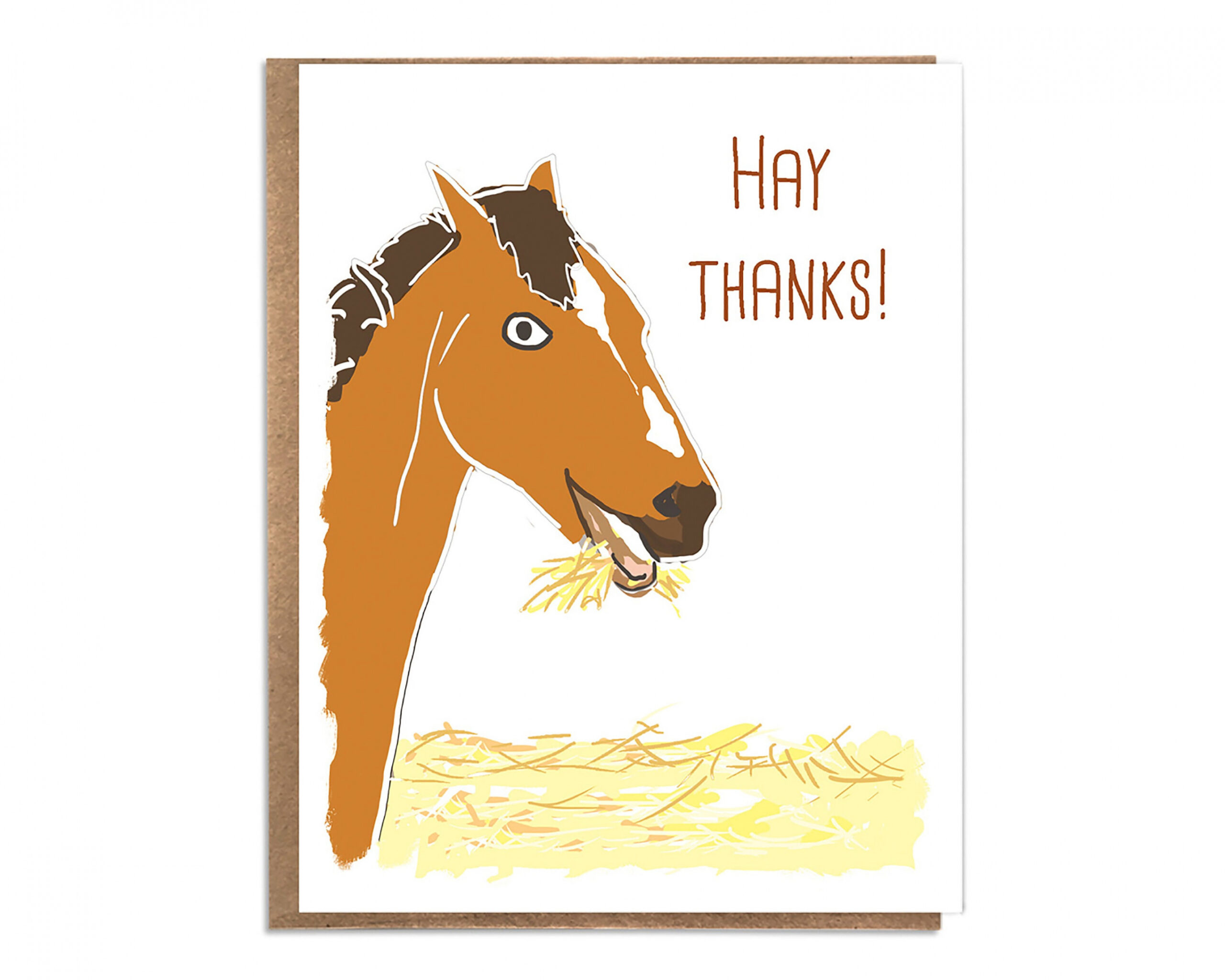 Hay Thanks Funny Thank You Card Funny Horse Card Cute Thank You